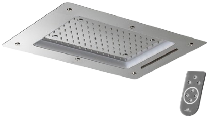 NEW LOUNGE SERIES I 40x60cm. Concealed Ceiling Shower Head. Shower Modes: Rain shower, Waterfall and Mist. Additional function: Chromotherapy. Remote