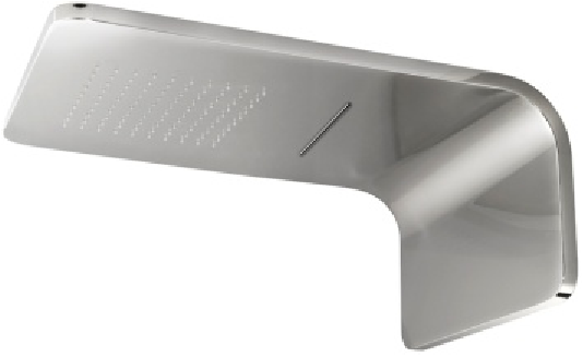 LOUNGE SERIES I Rain+Cascade shower head with ????? connectors. Flow rate 16,80 l/min. at 3 bar. Rain Shower function 10,8 l/min and Cascade 11,40 l/m